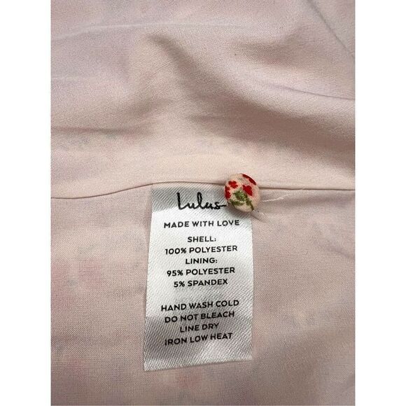 Lulu’s Women’s Large Send a Sonnet Dress Pink Floral Ruched Short Sleeve NEW - Picture 11 of 11